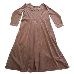 Blue Cactus Pink/Brown Long Sleeve Cotton Dress L